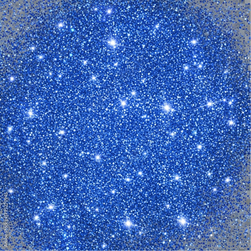 A vibrant close-up view of shimmering blue glitter particles, sparkling and reflecting light. The intricate details of each tiny facet. vector illustration