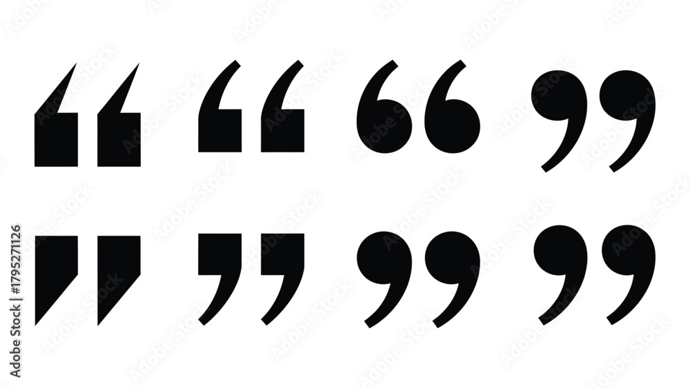 Obraz premium Various quotation mark silhouettes isolated on white background, Vector