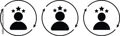 Customer satisfaction icon set. Customer satisfaction assessment symbols. Happy face and review symbols. Quality and experience signs
