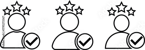 Customer satisfaction icon set. Customer satisfaction assessment symbols. Happy face and review symbols. Quality and experience signs
