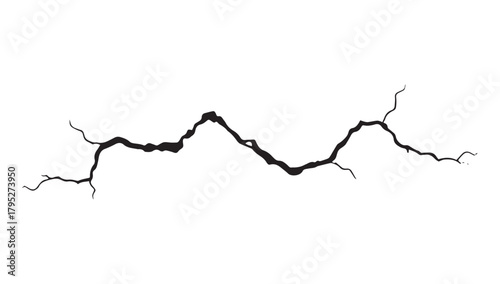 Dramatic black crack graphic symbolizing fracture, damage, or breakdown for impactful design elements