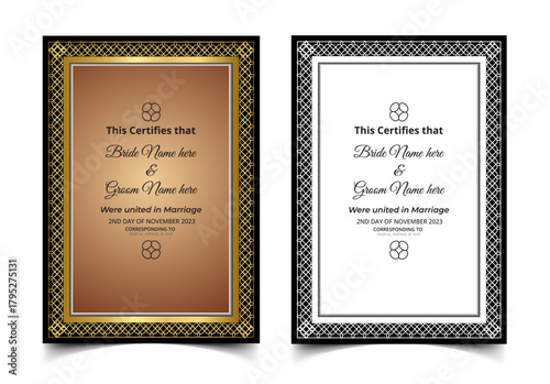 Modern Twin Tone Nikah Certificate Templates  Elegant Gold and Monochrome Styles