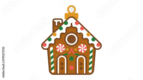 Gingerbread House Delight: A beautifully crafted gingerbread house stands, adorned with colorful candies and icing, embodying the warmth of the holidays.