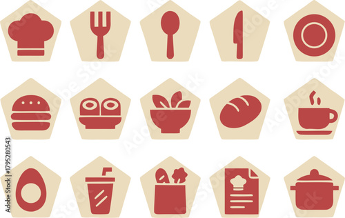Delightful food icons showcasing a variety of tasty options, perfect for menus, cooking blogs, or culinary designs originally vector