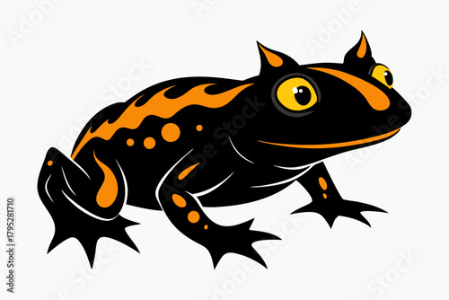 fire bellied toad sihouette black vector
