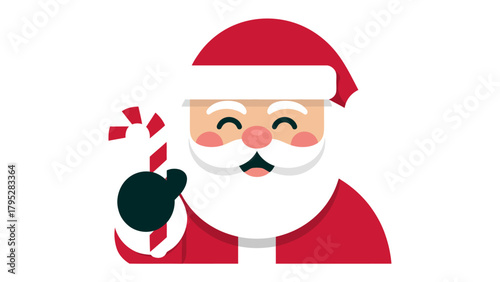 Santa's Sweet Cheer: An animated image of jolly Santa Claus, offering a cheerful smile while holding a candy cane, embodying holiday warmth.