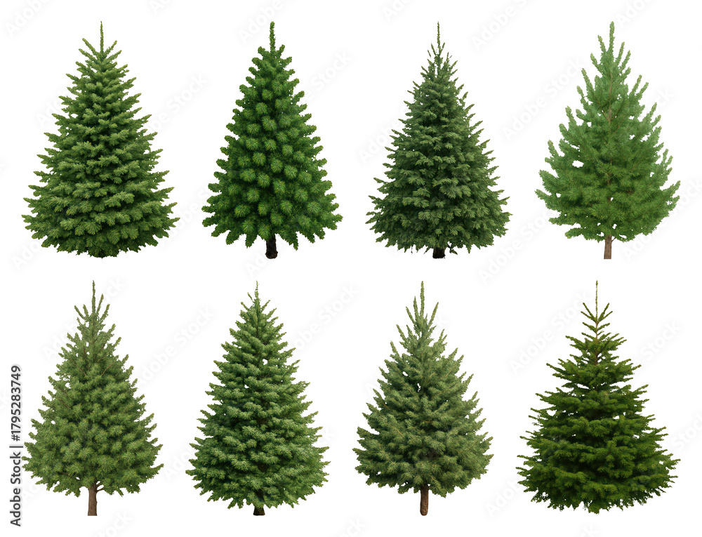 Obraz premium PNG Various evergreen trees collection, transparent background