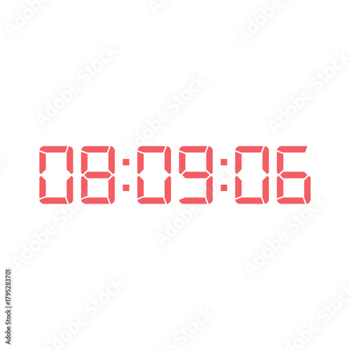 LED digital clock number for counter or calculator mockup design