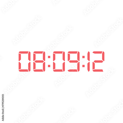 LED digital clock number for counter or calculator mockup design