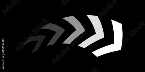 black and blue Colored Right to Left Arrows Blinking in a Loop Swipe up animation button.