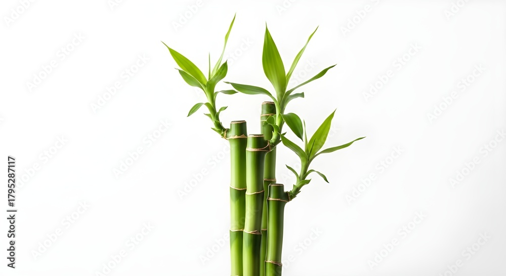 Naklejka premium Lucky bamboo stalks with fresh green leaves are beautiful