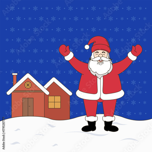 Santa Claus celebrating holidays in snow valley