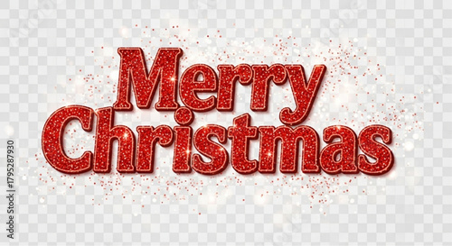 A festive Merry Christmas greeting radiates warmth, designed with glittering red letters, and a sprinkle of festive sparkle, perfectly captures the joy of the holiday season. vector illustration