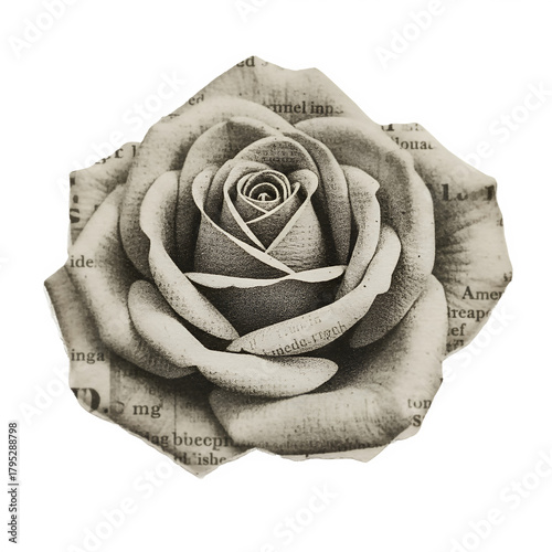 Vintage sepia toned rose flower with textured petals 