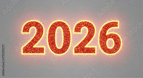 The vibrant numbers 2026, ablaze with a radiant, fiery glow. A modern and eye-catching visual statement.  vector illustration
