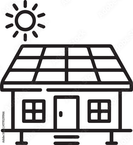 Modern home powered by clean energy, solar panels gleam under the sun, promoting sustainability, eco-friendly living and future ready design aesthetic