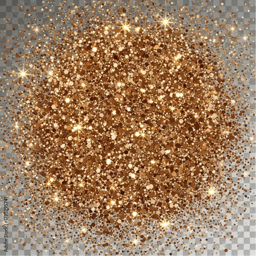 Shimmering Gold Glitter on a Transparent Background. Sparkles and glimmers float across an empty space. A sprinkle of glimmer and glitter floats delicately. vector illustration