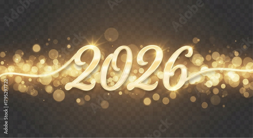 The shimmering gold design beautifully announces the arrival of the year 2026, evoking feelings of anticipation and the promise of a fresh start with elegant. vector illustration