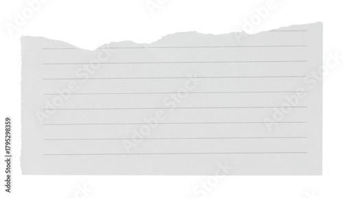 Torn sheet of notepad paper, isolated on transparent background. Office blank paper concept