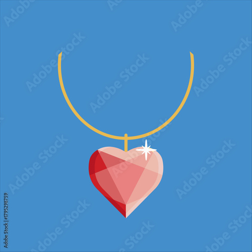 New heart necklace icon illustration