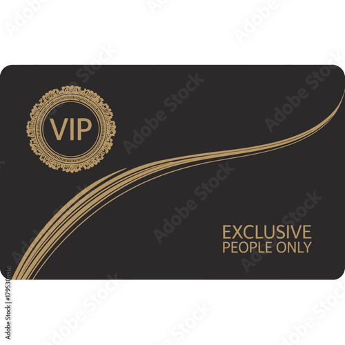 Elegant black vip card with golden emblem and exclusive people only text