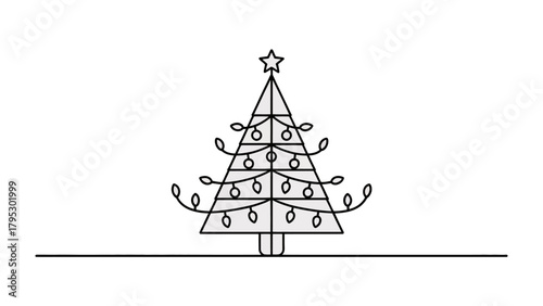 Festive Tree Decoration: A simple yet elegant Christmas tree, adorned with delicate string lights and topped with a sparkling star, stands ready to brighten the festive season.