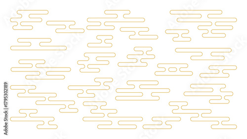 エ霞輪郭線の和柄背景(金)