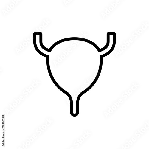 Illustration of a human bladder with ureters shown in a simple black outline on a white background