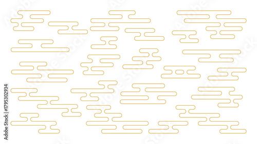 エ霞輪郭線の和柄背景(金)