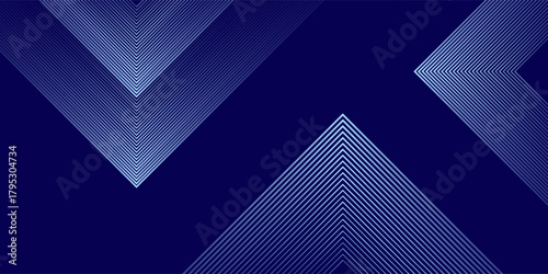 Abstract line blue background with dynamic effect. Motion vector illustration with white line decoration. Trendy dark navy blue gradient.