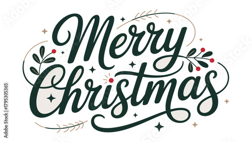 Merry Christmas Decorative Message: Festive lettering, embellished with holiday motifs, forms a joyful greeting, embodying the spirit of the season.