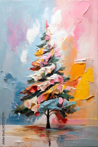 Weihnachtsbaum in Spachteltechnik