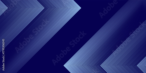 Abstract line blue background with dynamic effect. Motion vector illustration with white line decoration. Trendy dark navy blue gradient.