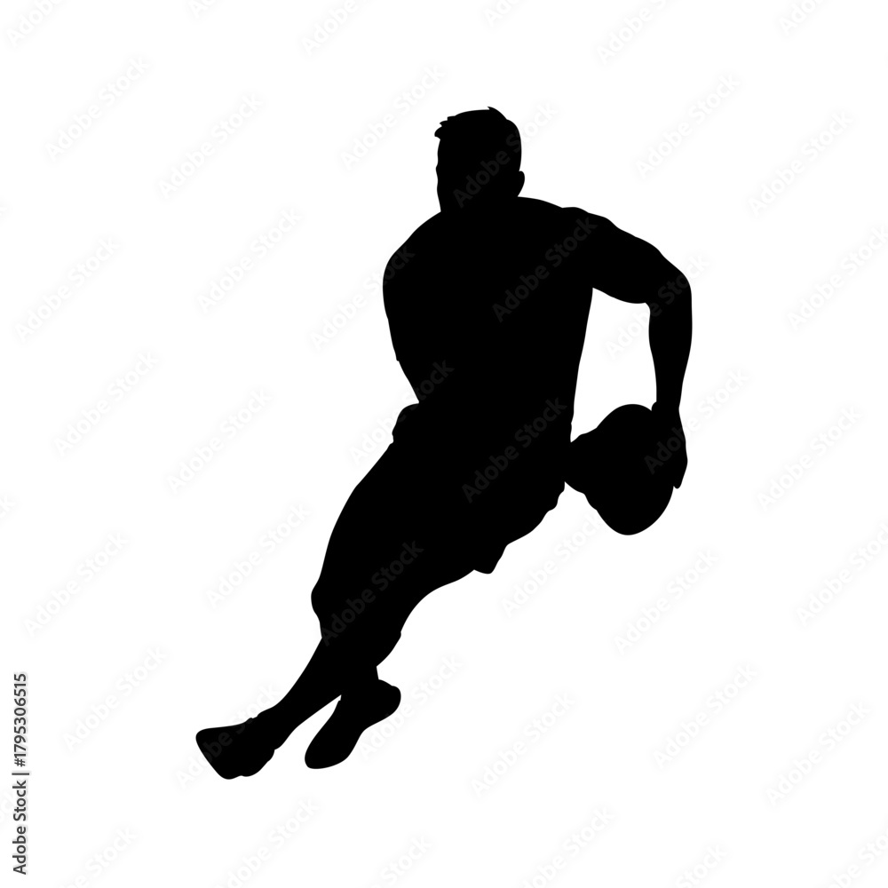 Fototapeta premium Silhouette of a male basketball player dribbling the ball during a game on a white background