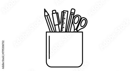 Essential school and office supplies neatly organized in a holder ready for creative projects and academic success, Generative AI