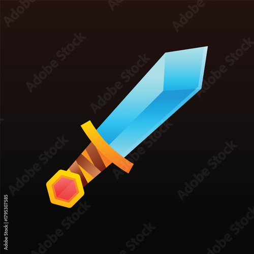 Sharp Blue Steel Sword Icon for Combat and Adventure