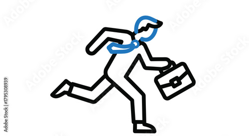 Dynamic businessman in a hurry carrying a briefcase and rushing towards success and opportunity with urgency, Generative AI