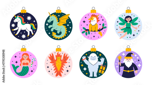 Enchanting Ornament Collection: A delightful array of whimsical ornaments, each a unique work of art, adorned with enchanting creatures and magical symbols.