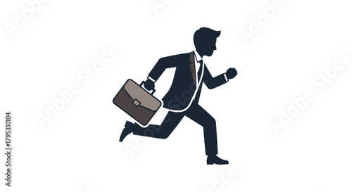 Driven businessman sprints with briefcase capturing the urgency and dynamism of modern professional life and career pursuit, Generative AI