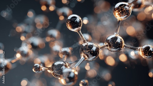 Molecules, 3D model. Atoms, chemical bonds, biomolecules molecular nano structure. Innovation in science, DNA, medicine, education. Chemistry science research, biology, pharmaceuticals biotechnology