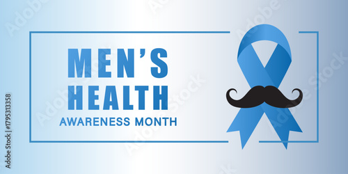 Men Health Awareness Month. Vector banner with arrow and mustache. Movember event banner.