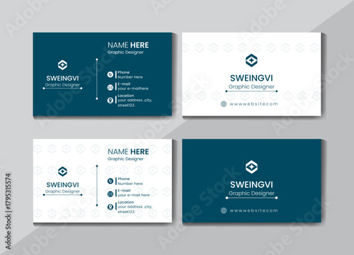 Creative White & Blue Corporate Modern Business Card Design