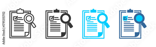assessment  icon set multiple style collection	
