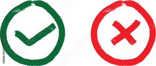 Green check mark and red cross symbol for correct and incorrect choices
