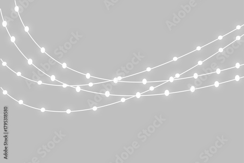 festive light with gold garland ribbon glowing string lamp led border decoration holiday card background party design transparent vector winter celebration banner happy year