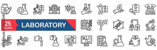 Laboratory icon set vector illustration concept for chemistry, experiment, flask, chemical, scientist, science
