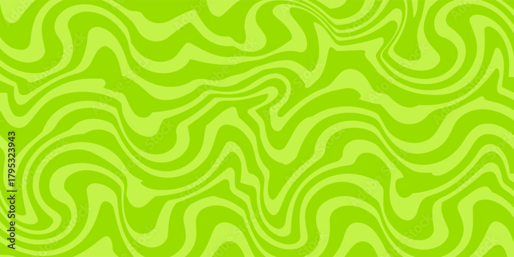 Fototapeta premium Abstract green background with hypnotic wavy lines pattern. Fresh and natural background