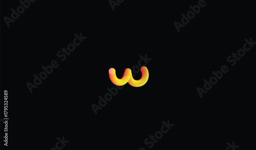 Glowing 3d letter w with vibrant gradient colors on black background