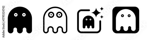 Spooky ghost icon for Halloween in black transparent PNG vector illustration