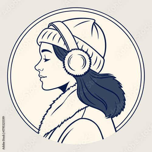 Woman in winter hat and earmuffs